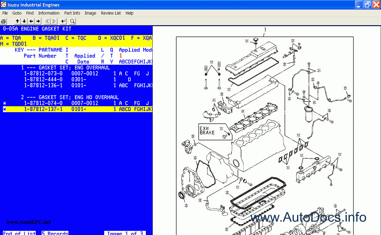 Isuzu Industrial Engines 2005 parts catalog Order & Download